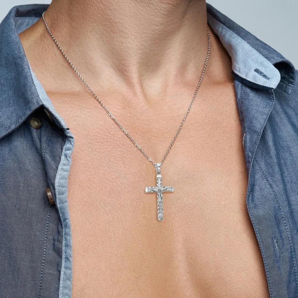 925 Sterling Silver Crucifix for Men - Silver Cross Pendant